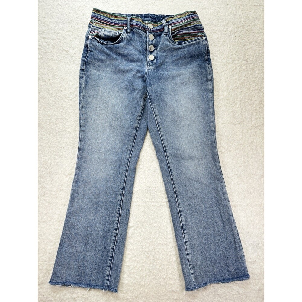 NEW BLANKNYC Women's The Varick Raw Hem Light Wash Flare Pride Jeans size 27